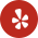 A red and white logo for yelp.