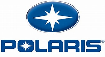 A blue and white logo of polaris.